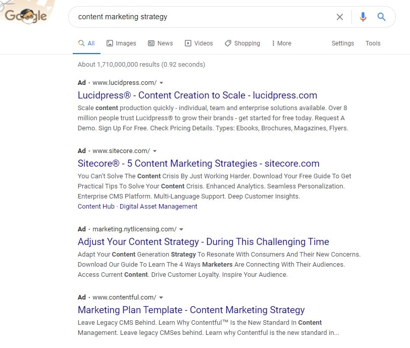 Content Marketing Strategy Ads