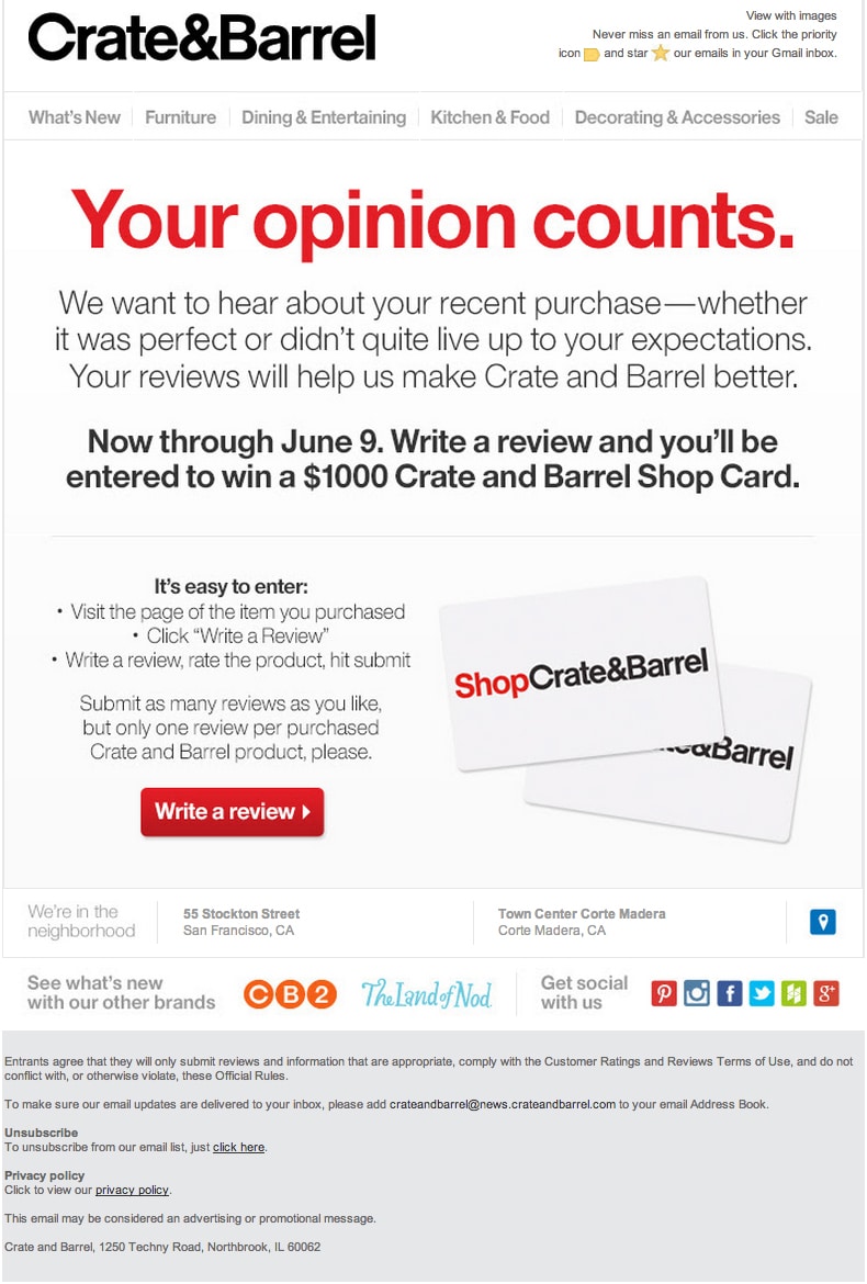 Crate And Barrel Email