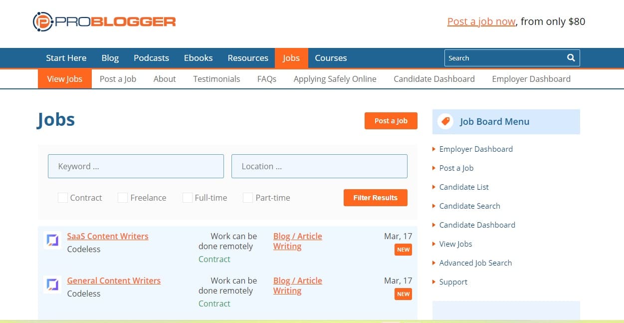 Problogger job board.