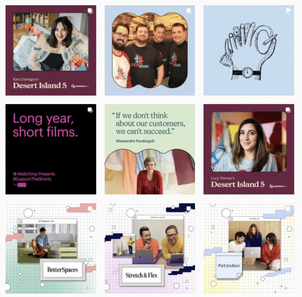 screenshot shows Mailchimp's instagram feed