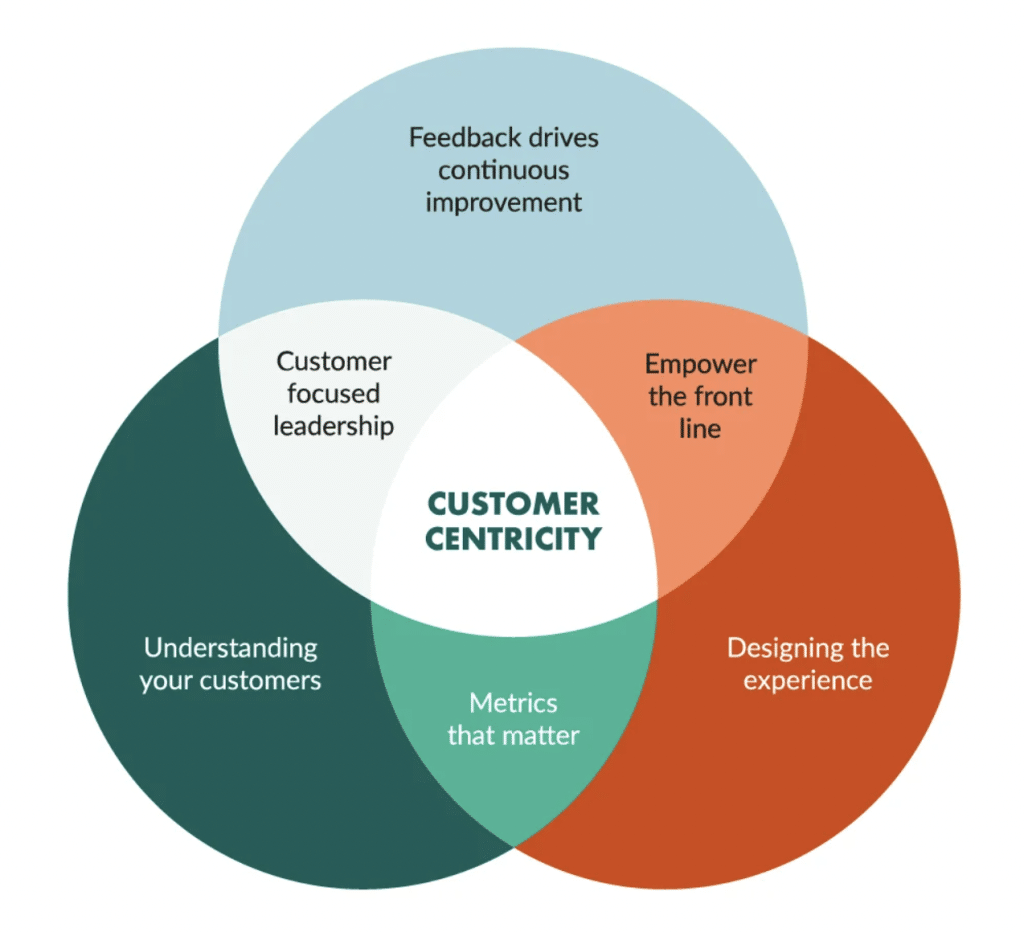 venn diagram shows components of customer focused content
