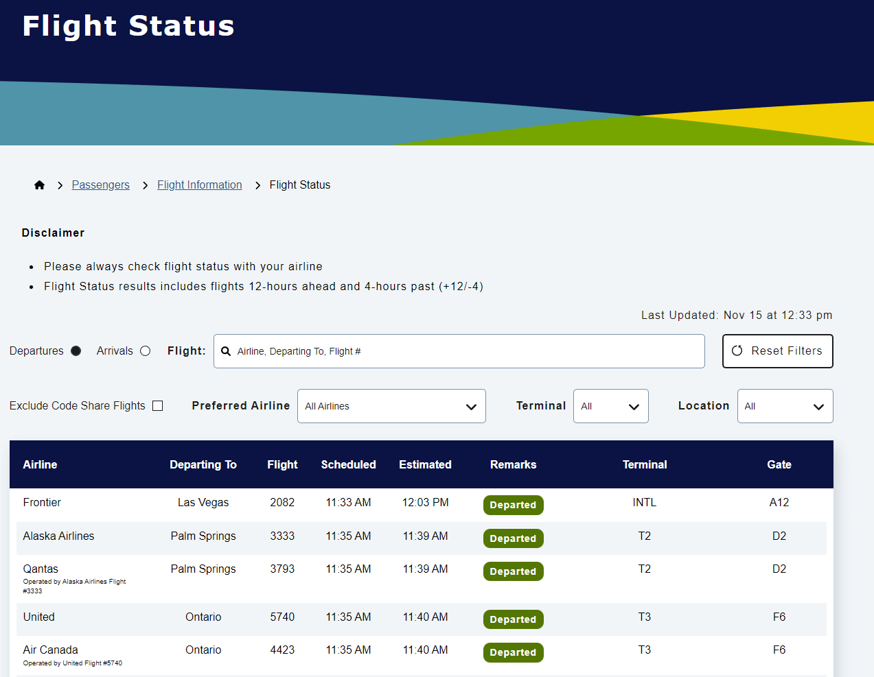 Check out how the San Francisco International Airport website makes navigation a breeze with a breadcrumb structure. 