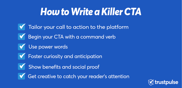 graphic explaining how to write a CTA when creating shareable blog content